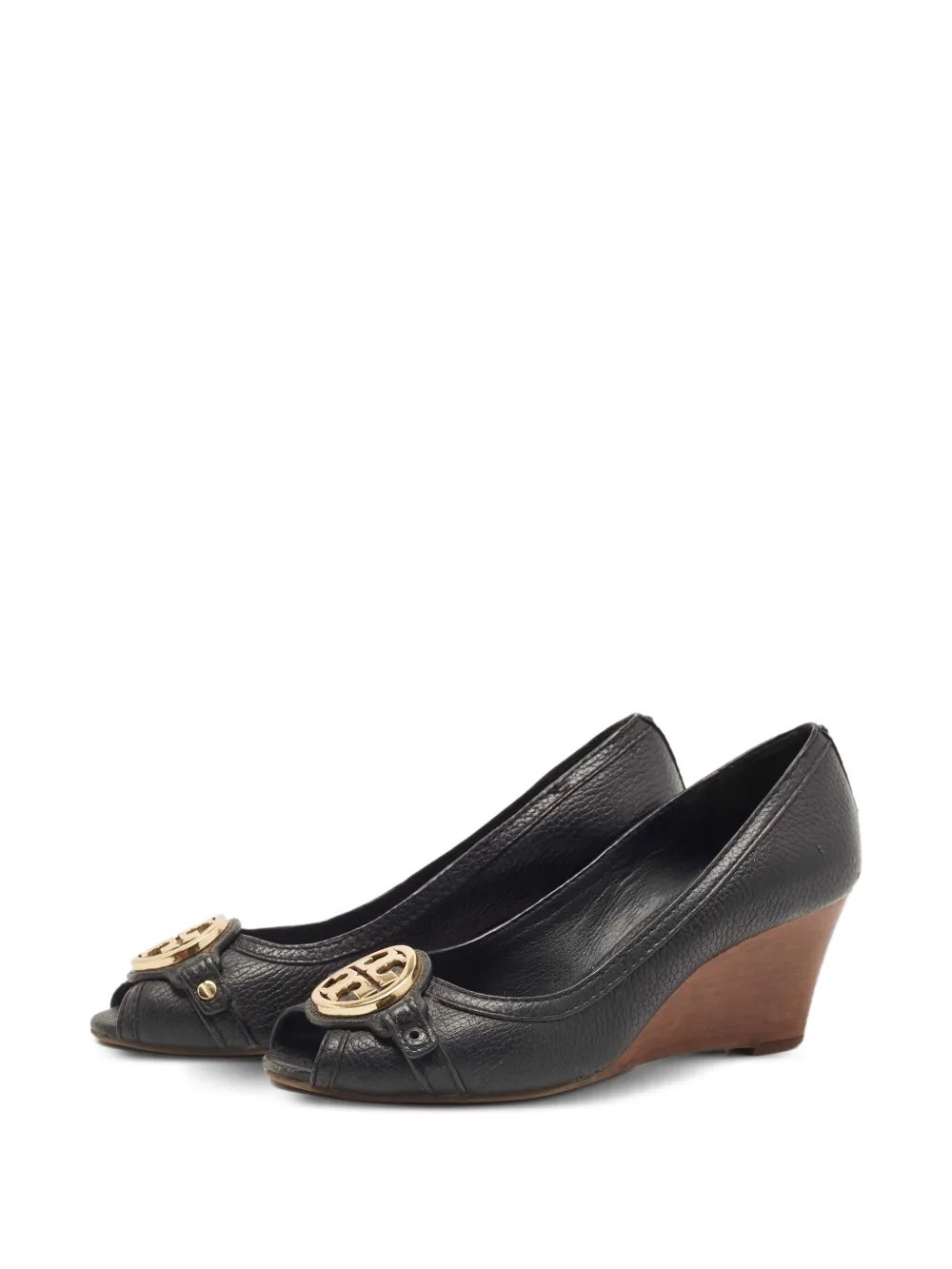 TORY BURCH LEATHER PEEPTOE WEDGES